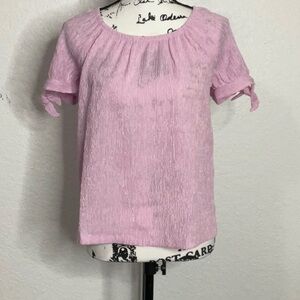 414- Style & Co NWT Pink Soft Crepe Short Sleeve Top, Size XS